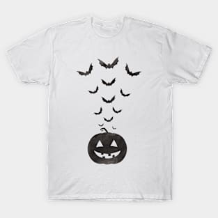 Halloween Flying Bat and Pumpkin T-Shirt